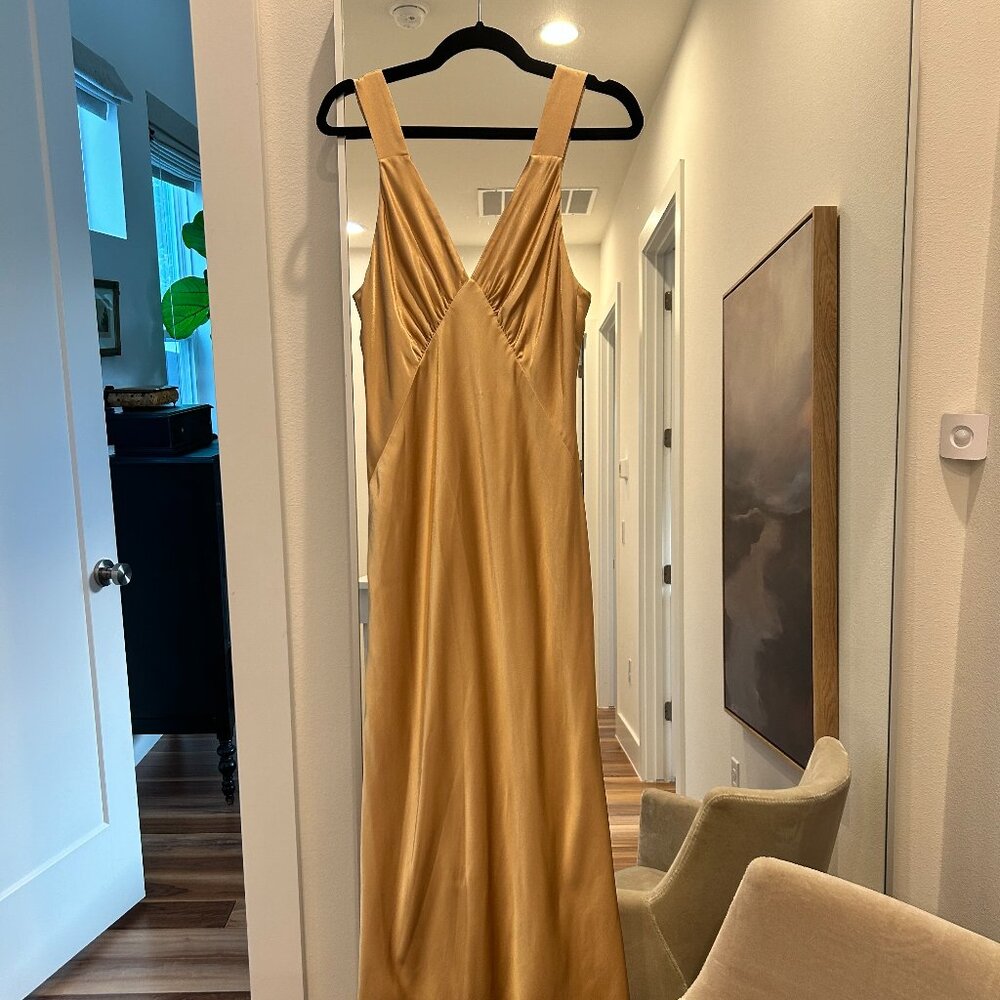 Shona Joy La Lune Plunged Midi Dress in Porcini